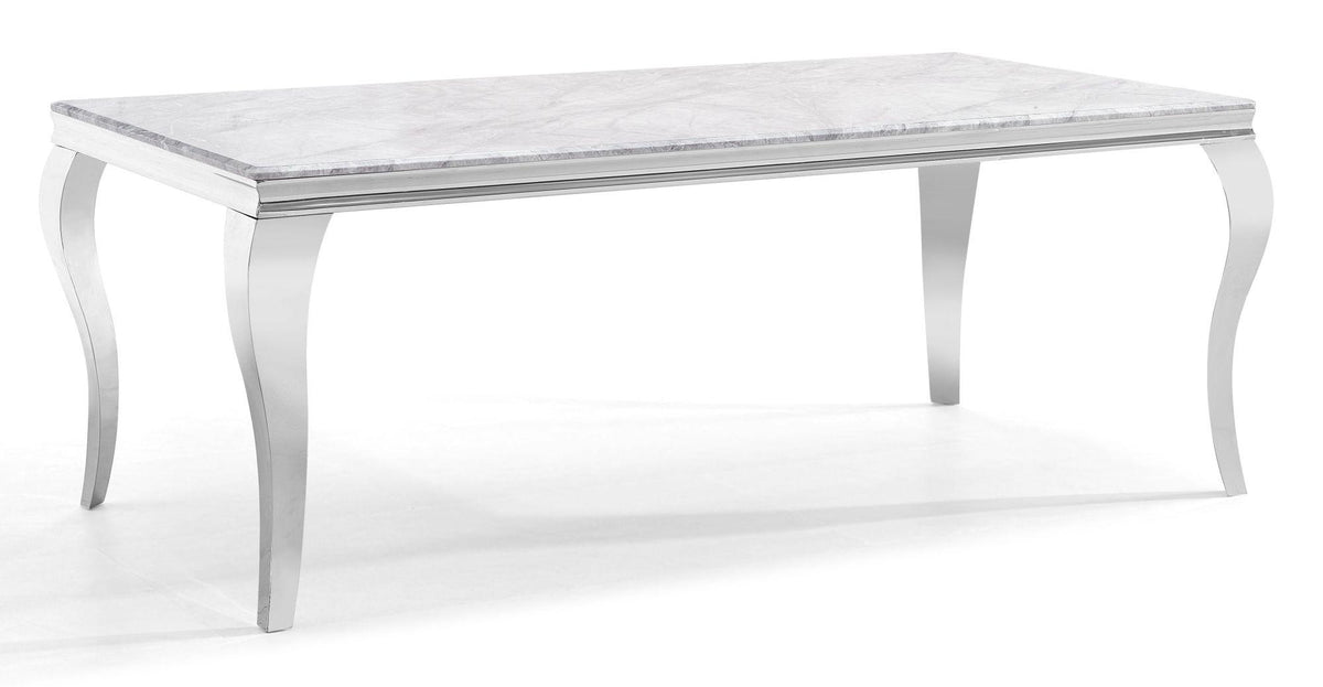 Merida Grey Marble Effect and Chrome Dining Table 150cm
