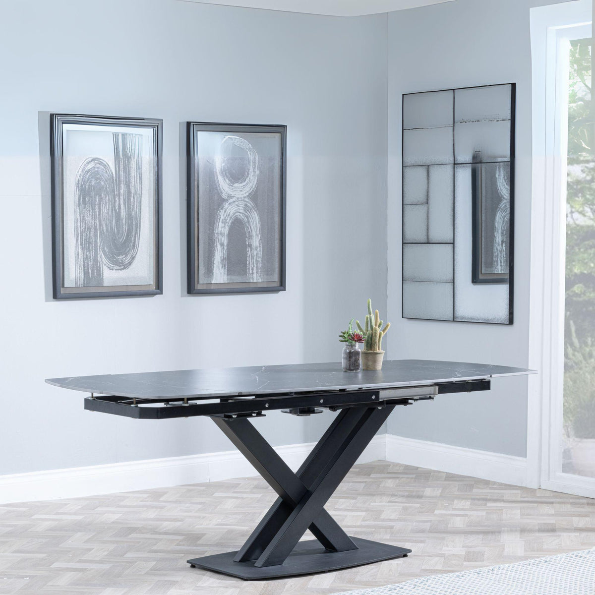 Atlanta Black Sintered Stone Extending Dining Table 140cm-200cm