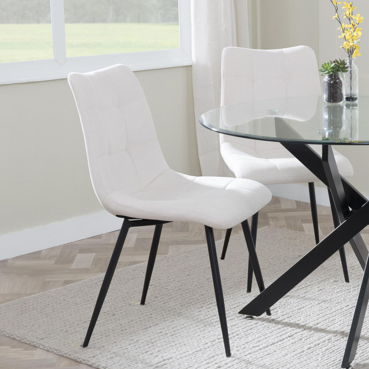Soleil Fabric Dining Chair with Black Metal Legs