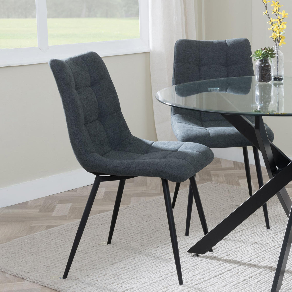 Soleil Fabric Dining Chair with Black Metal Legs