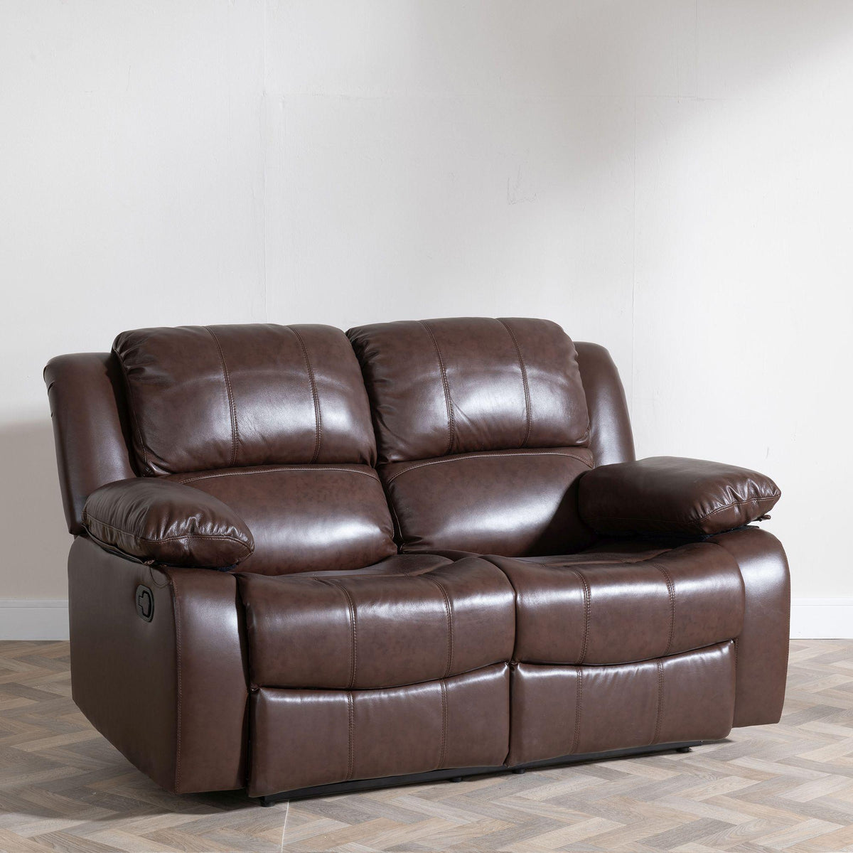 Helena Brown Leather Manual Recliner Sofa