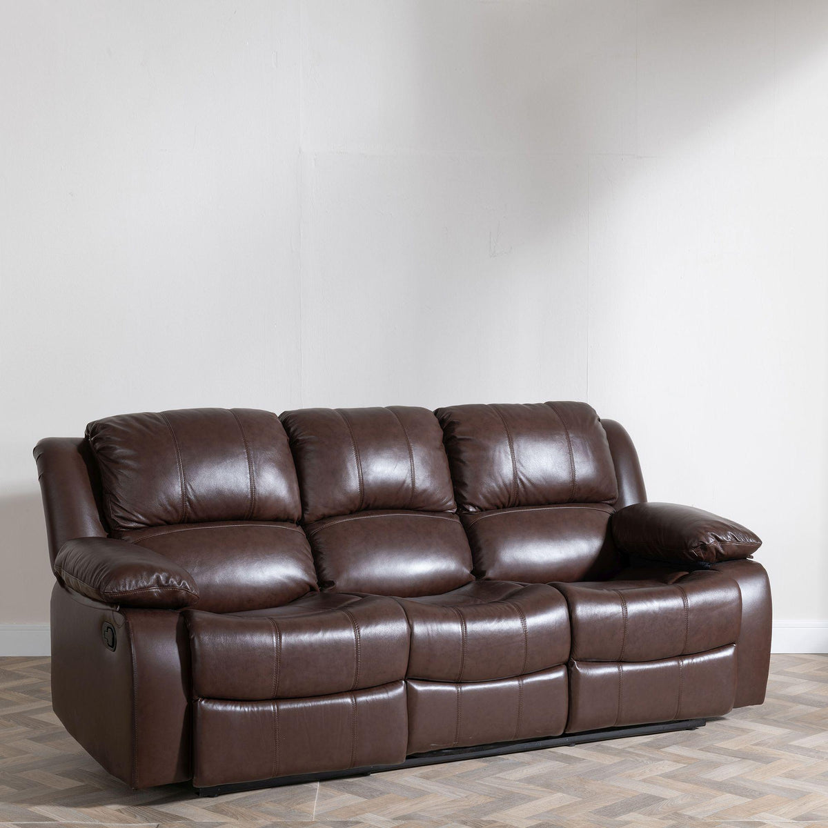 Helena Brown Leather Manual Recliner Sofa