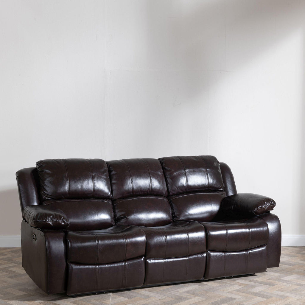 Helena Burgundy Leather Manual Recliner Sofa
