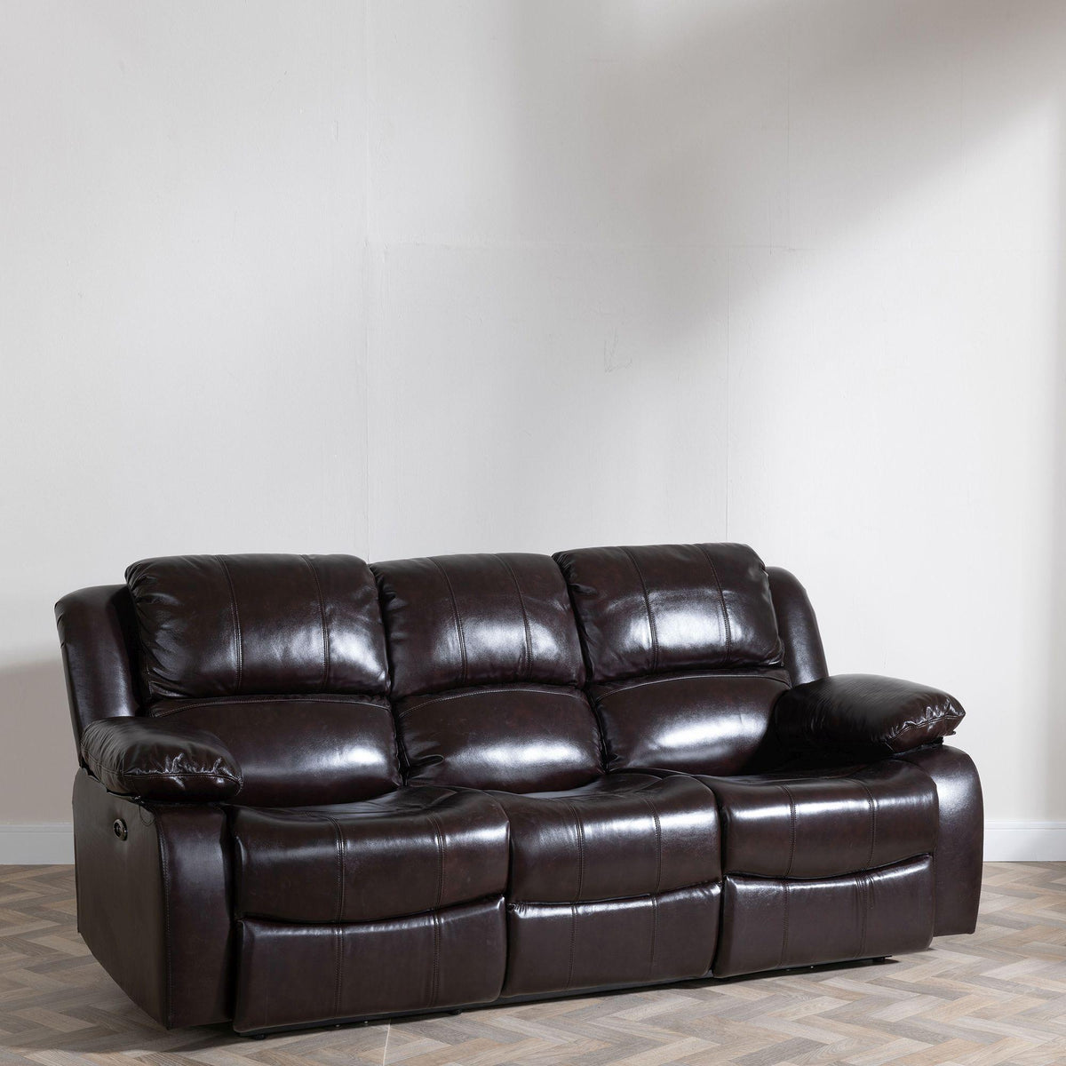 Helena Burgundy Leather Manual Recliner Sofa