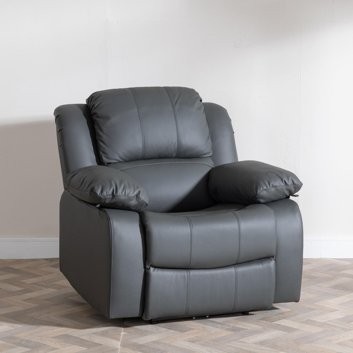 Helena Grey Leather Manual Recliner Sofa