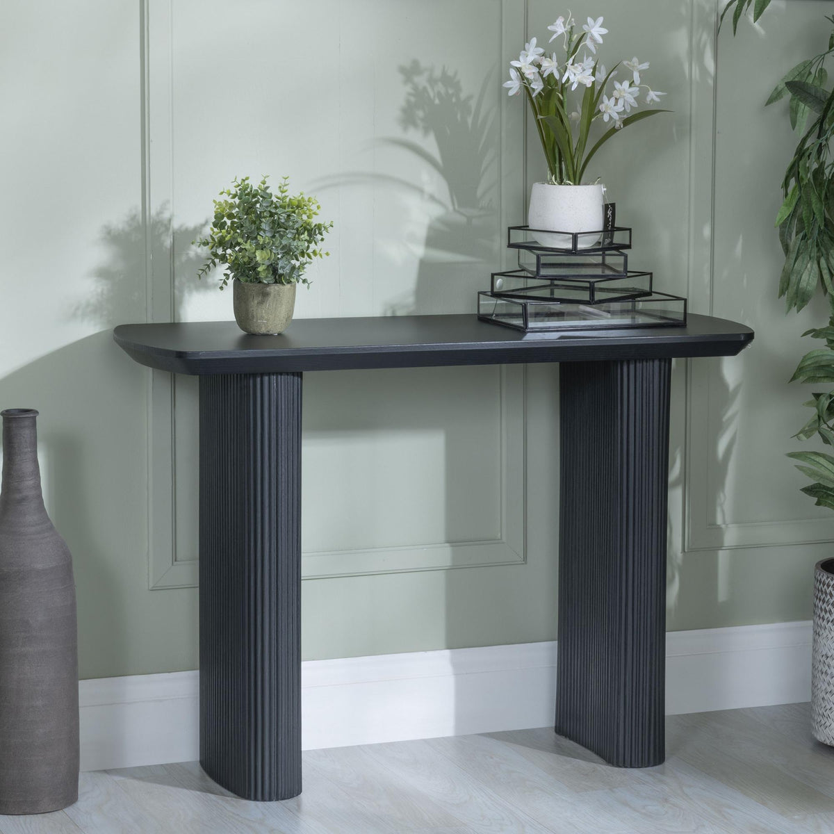 Renzo Rectangle MDF Console Table with Pedestal