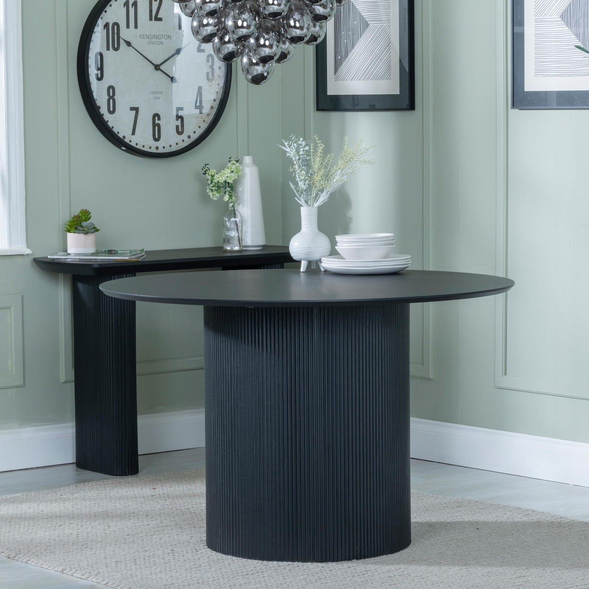 Renzo Black Round Dining Table 120cm