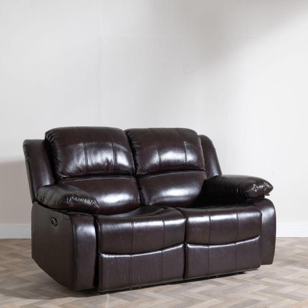 Helena Burgundy Leather Electric Recliner Sofa