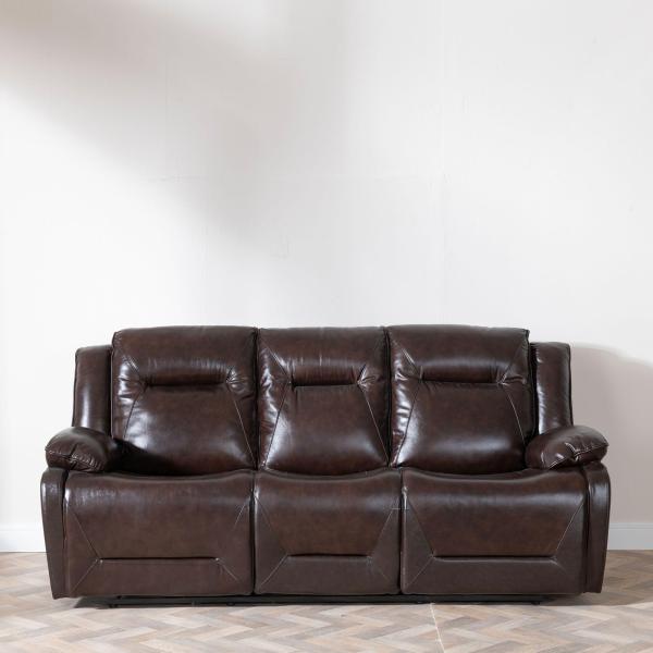 Adell Dark Brown Leather Electric Recliner Sofa