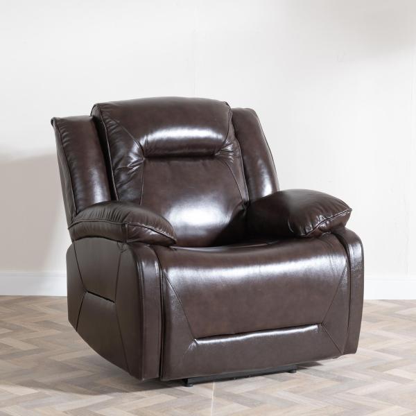 Adell Dark Brown Leather Electric Recliner Sofa