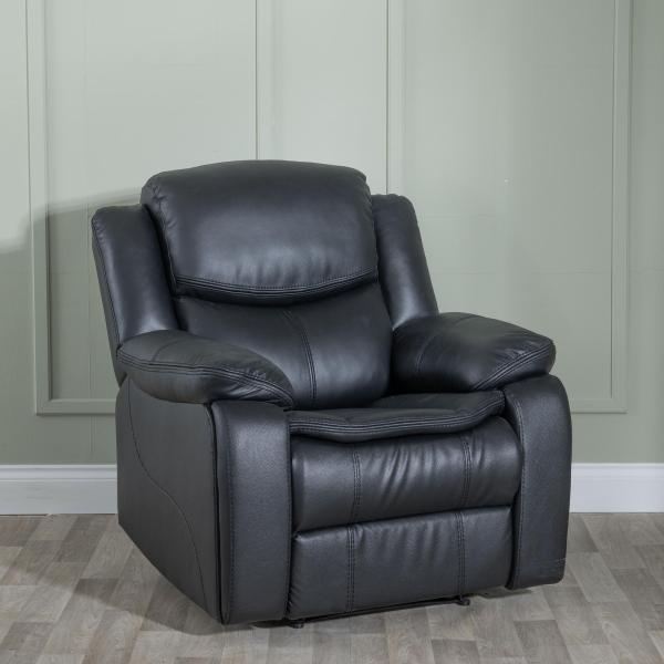 Onyx Black Leather Electric Recliner Sofa