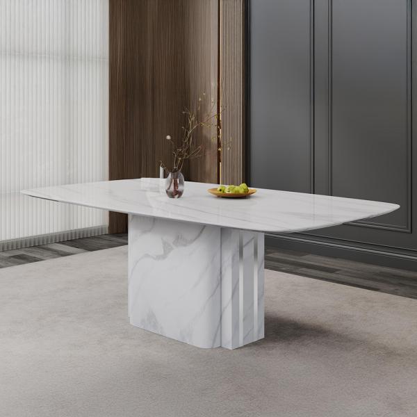 Valente White Engineered Marble Dining Table 220cm