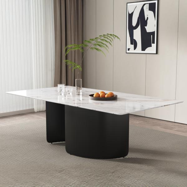 Eclipse White Engineered Marble Dining Table 180cm