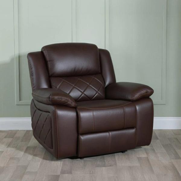 Declo Brown Leather Manual Recliner Sofa