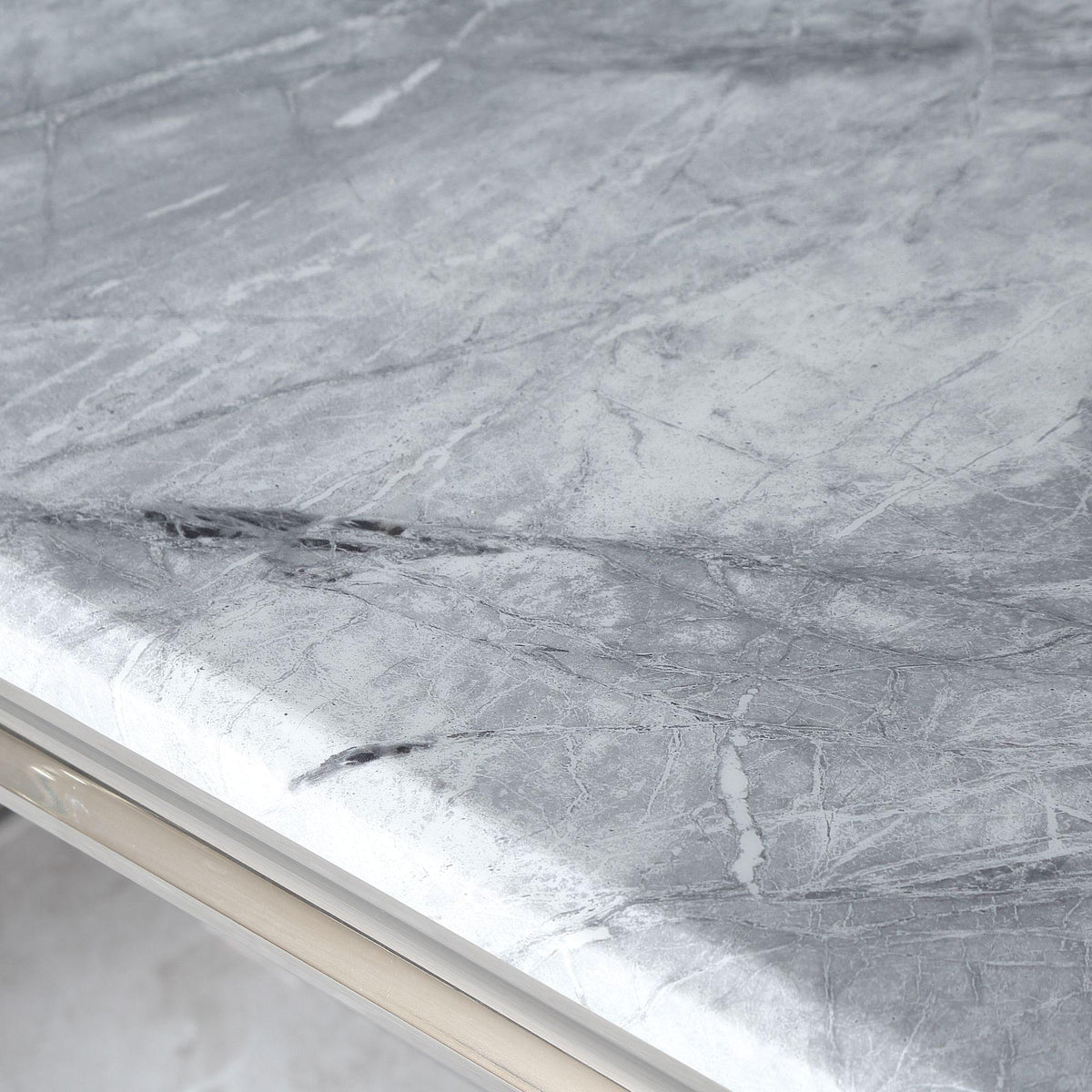 Welby Grey Engineered Marble and Stainless Steel Dining Table 180cm