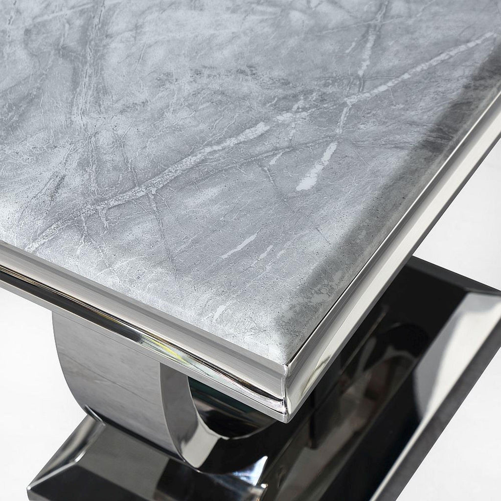 Welby Grey Engineered Marble and Stainless Steel Dining Table 180cm