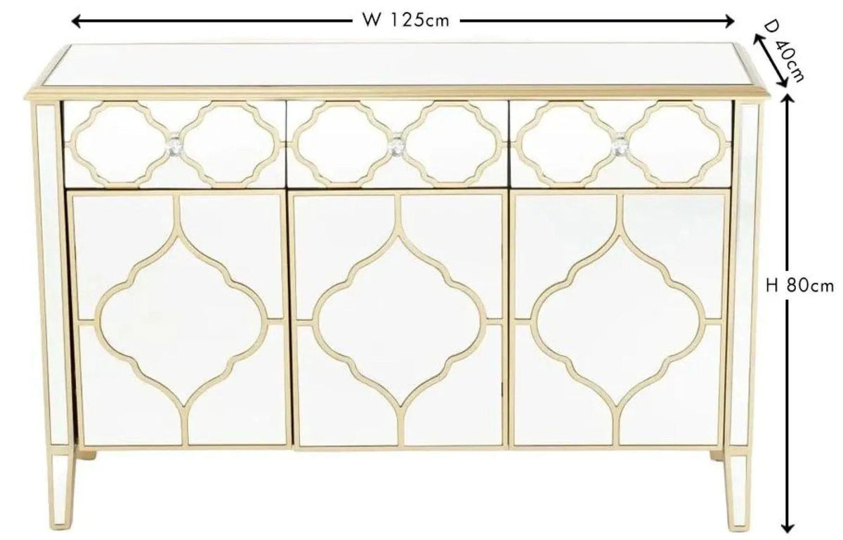 Aurelia Mirrored Gold Trim Sideboard