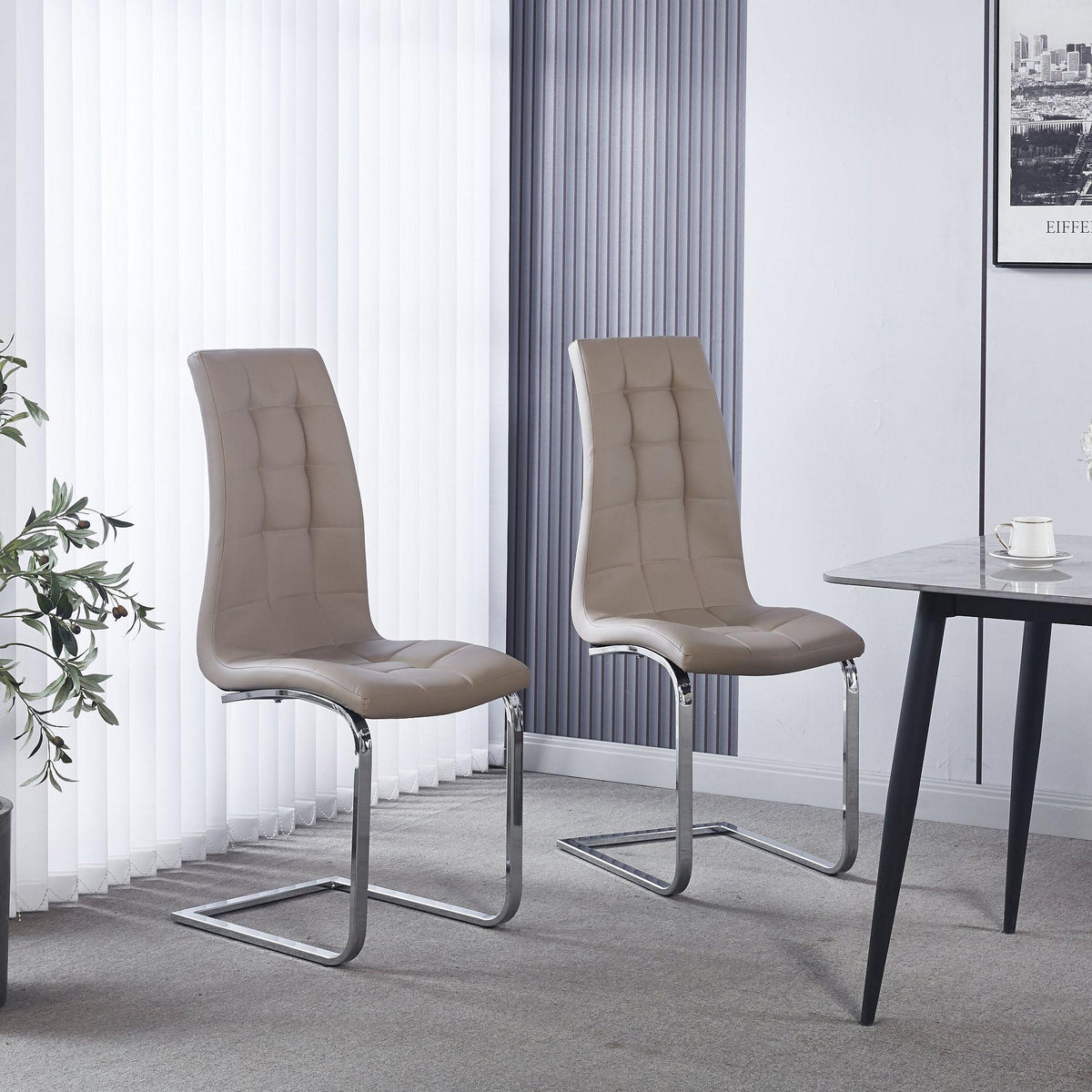 Palazzo Chrome Cantilever Faux Leather Dining Chair