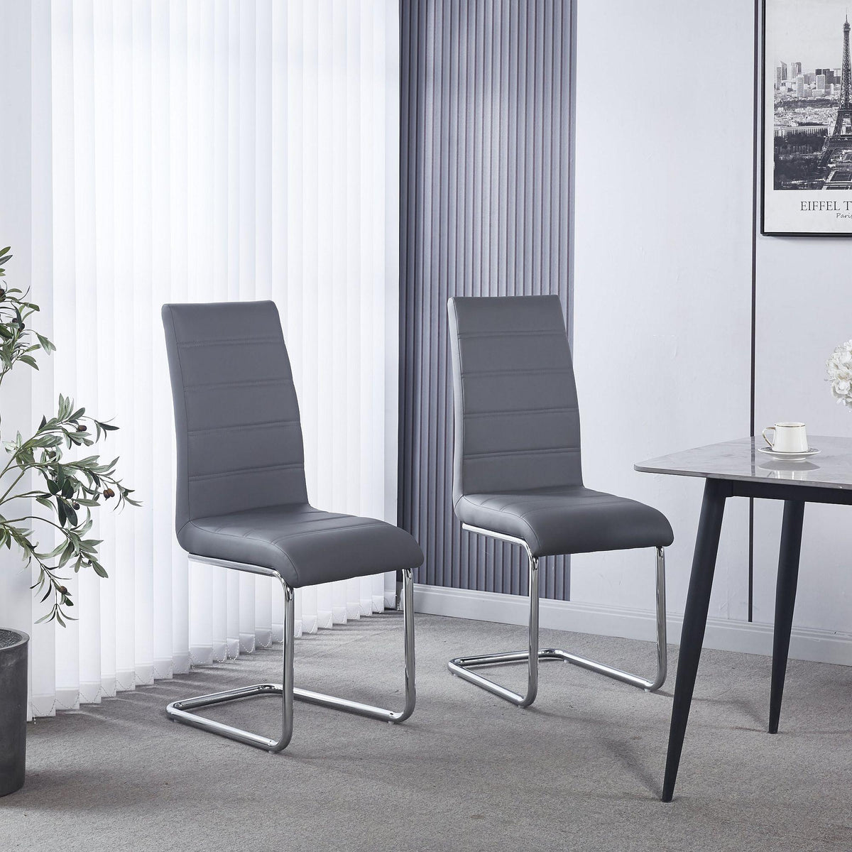 Monza Faux Leather Chrome Cantilever Dining Chair
