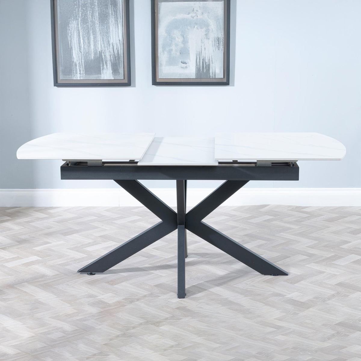 Eva White Sintered Stone Extending Dining Table 140cm-180cm