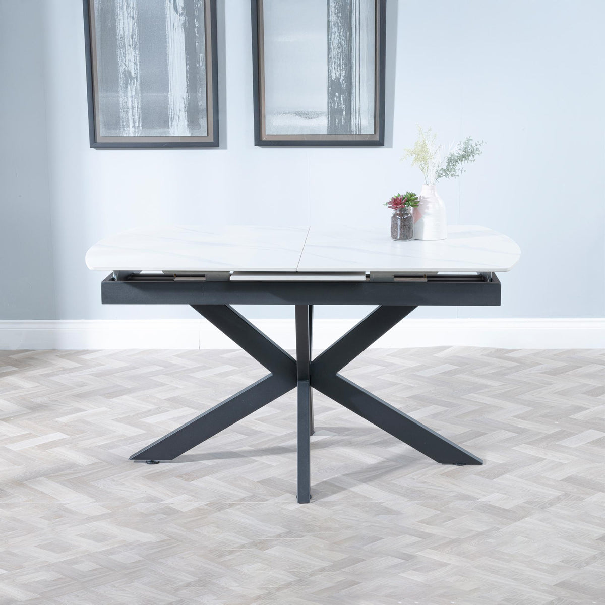 Eva White Sintered Stone Extending Dining Table 140cm-180cm