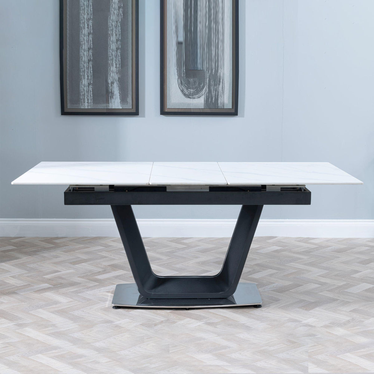 Delta White Sintered Stone Extending Dining Table 140cm-180cm