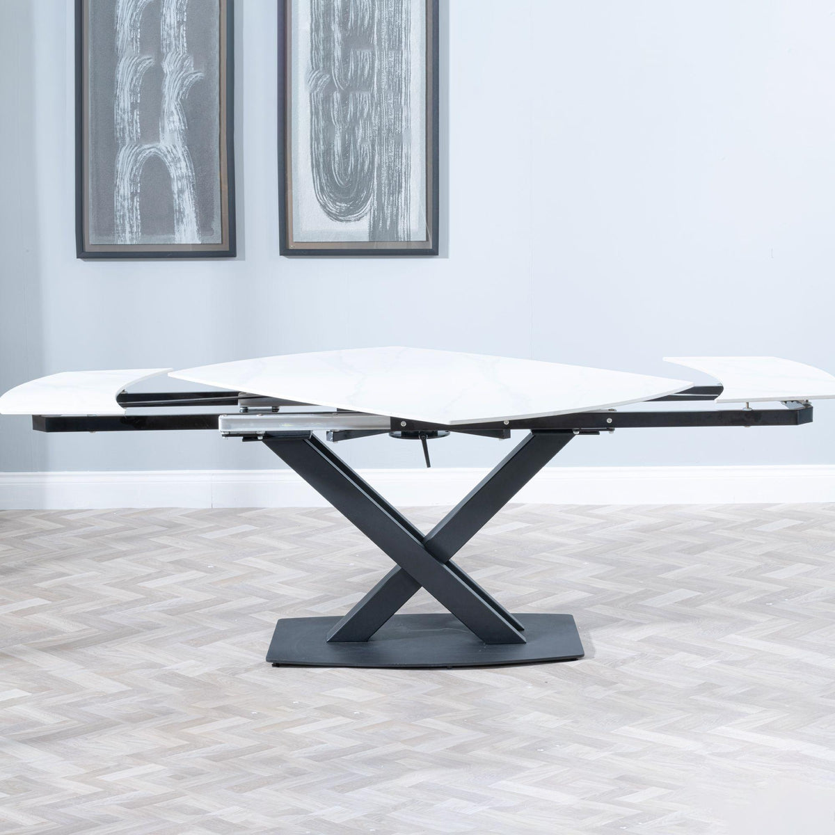 Atlanta White Sintered Stone Extending Dining Table 140cm-200cm