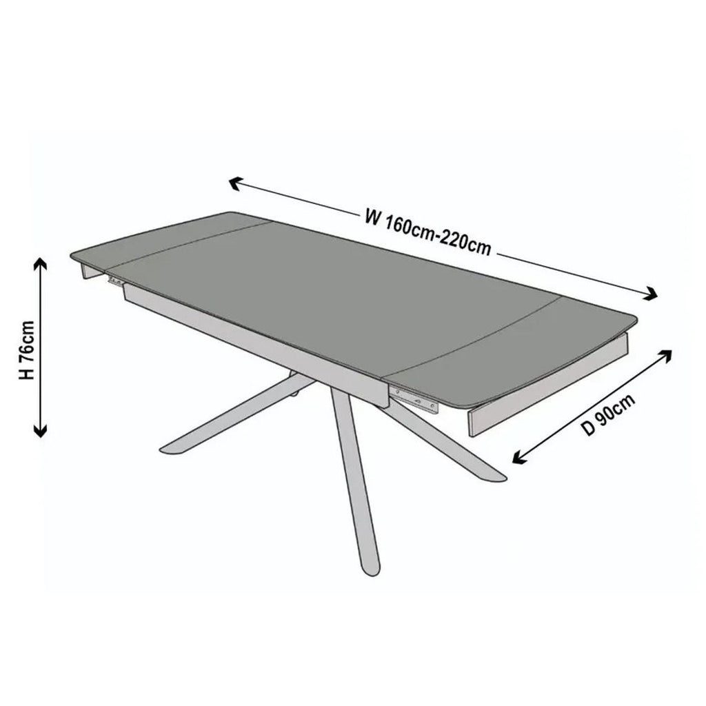 Flavia White Sintered Stone Extending Dining Table 160cm-220cm