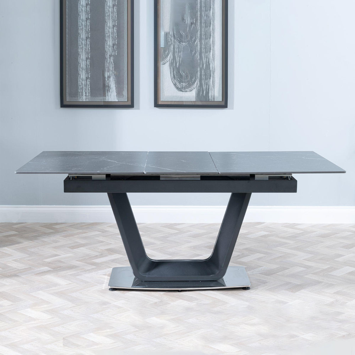 Delta Black Sintered Stone Extending Dining Table 140cm-180cm