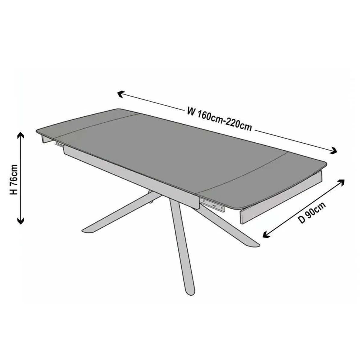 Flavia Grey Sintered Stone Extending Dining Table 160cm-220cm