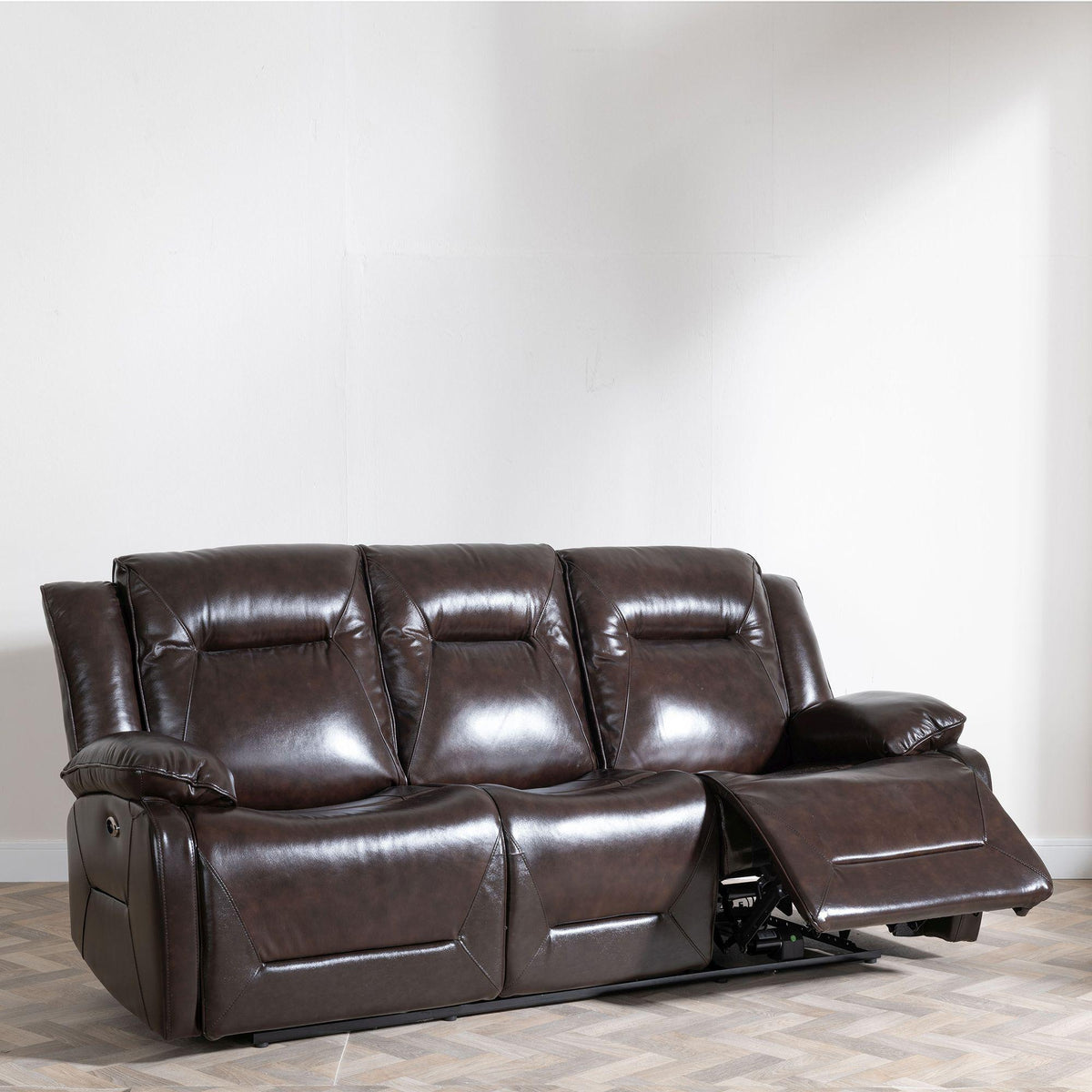 Adell Dark Brown Leather Manual Recliner Sofa