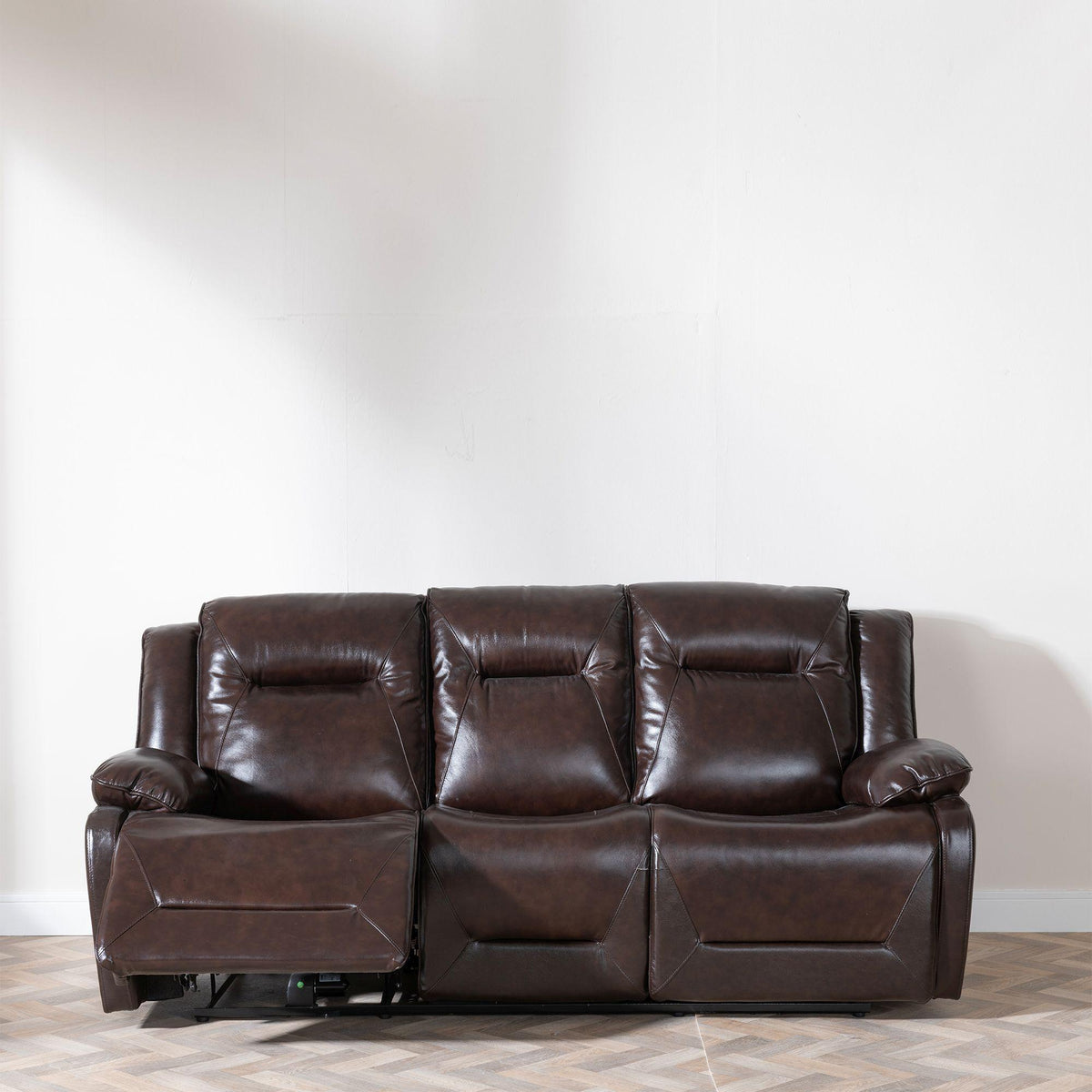 Adell Dark Brown Leather Manual Recliner Sofa