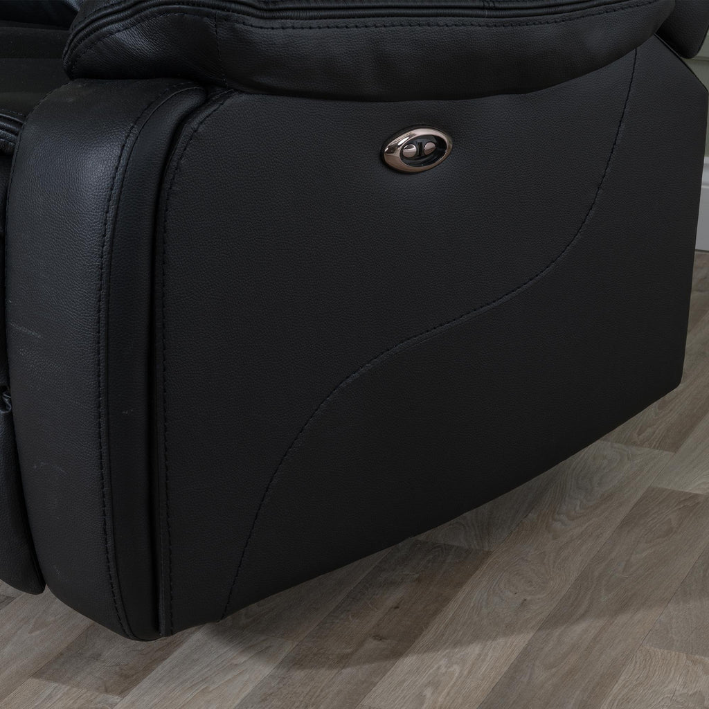 Onyx Black Leather Manual Recliner Sofa