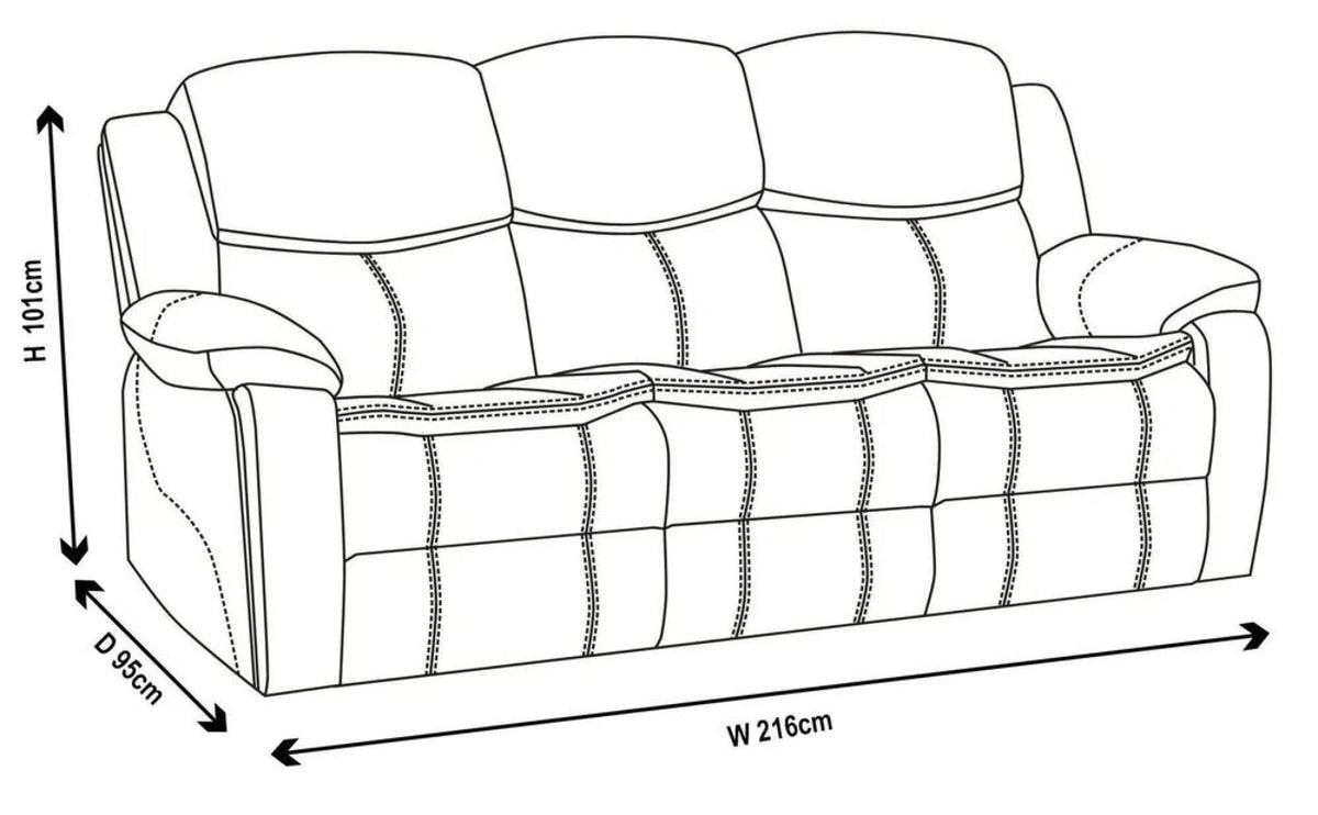 Onyx Black Leather Manual Recliner Sofa