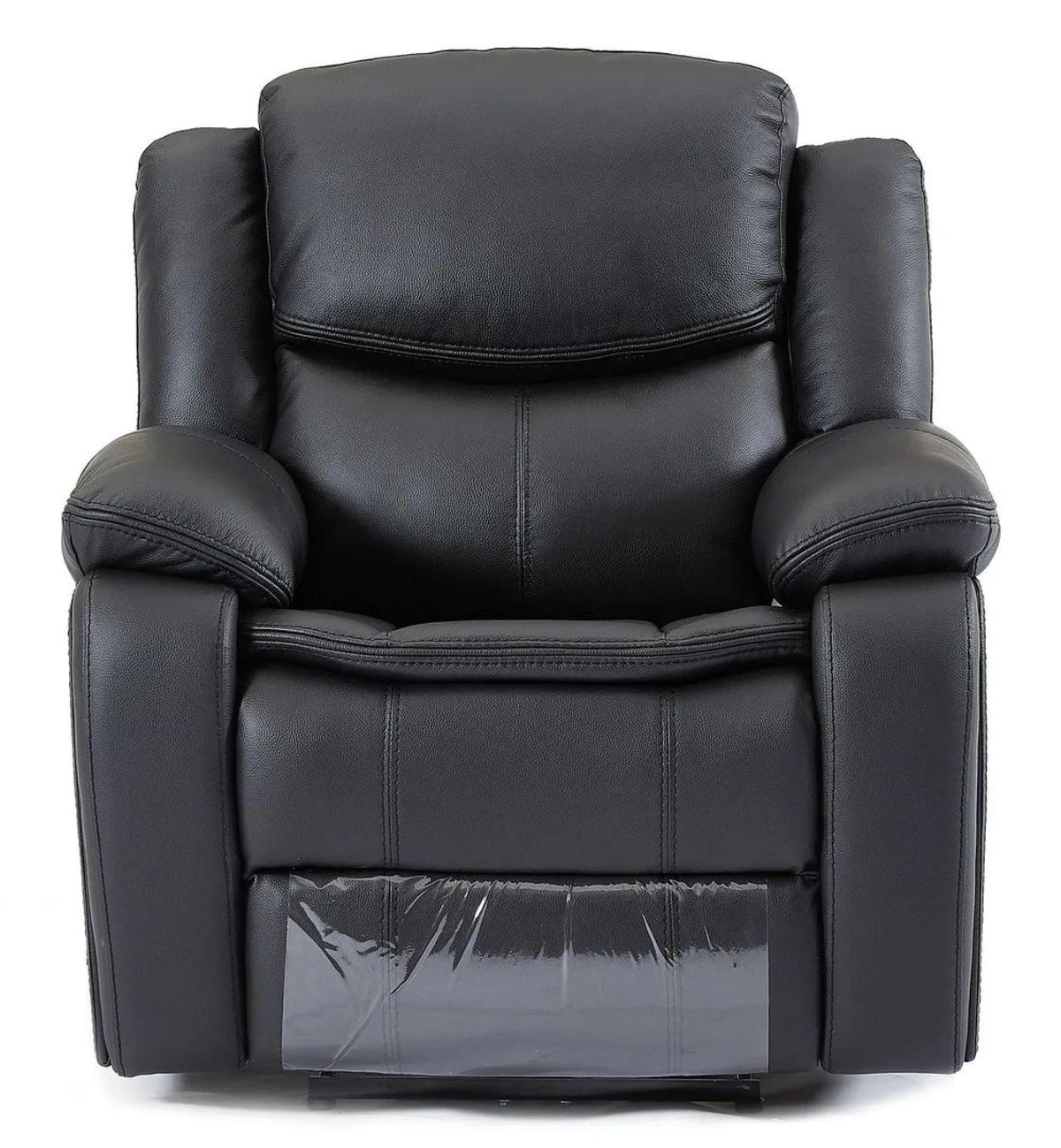 Onyx Black Leather Manual Recliner Sofa