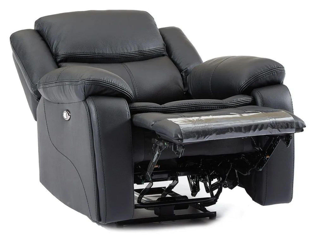 Onyx Black Leather Manual Recliner Sofa