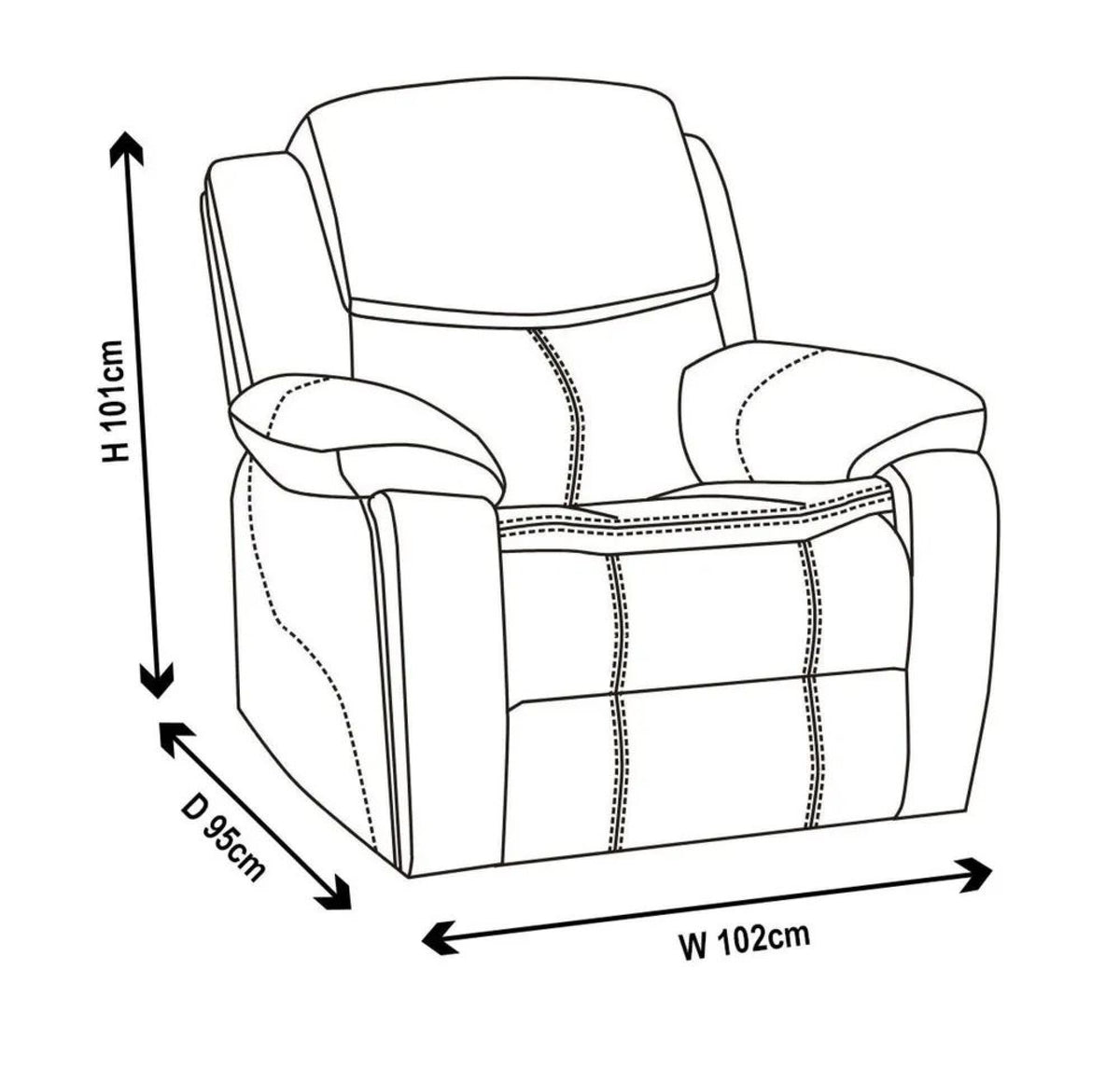 Onyx Black Leather Manual Recliner Sofa