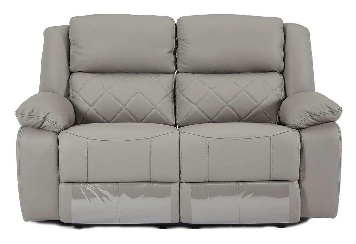 Declo Grey Leather Manual Recliner Sofa