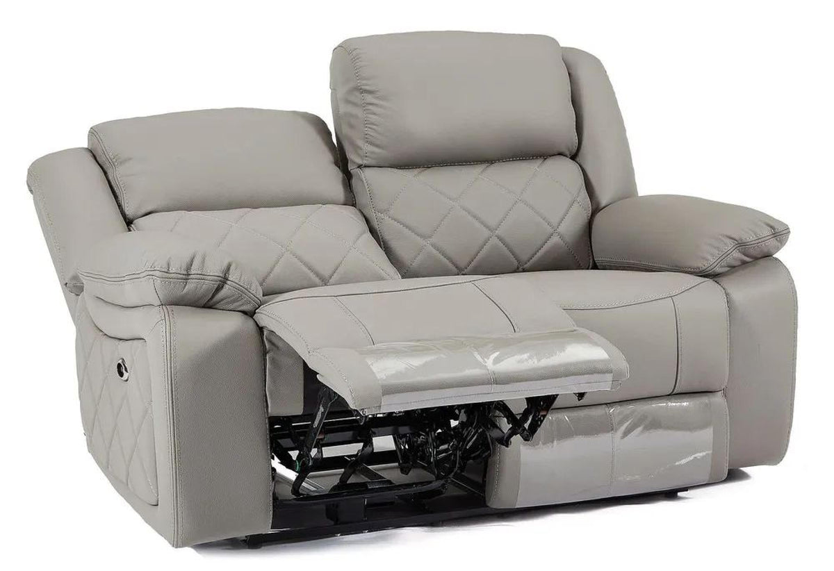 Declo Grey Leather Electric Recliner Sofa