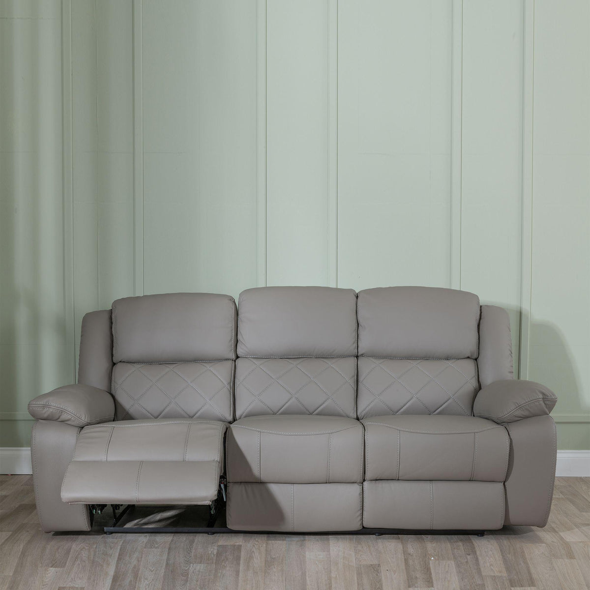 Declo Grey Leather Manual Recliner Sofa