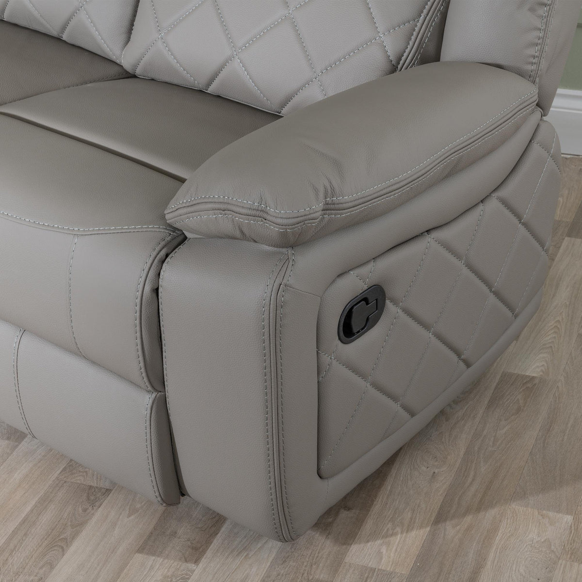 Declo Grey Leather Manual Recliner Sofa