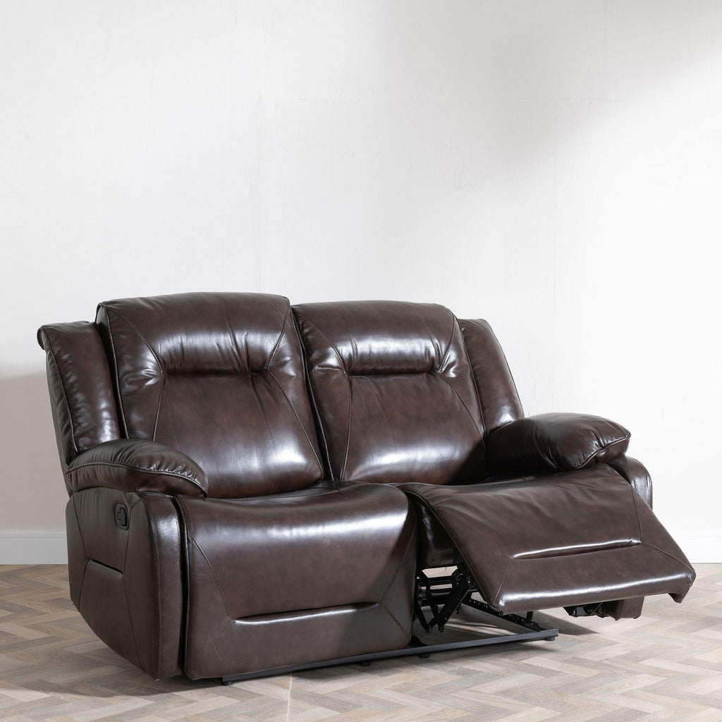 Adell Dark Brown Leather Manual Recliner Sofa