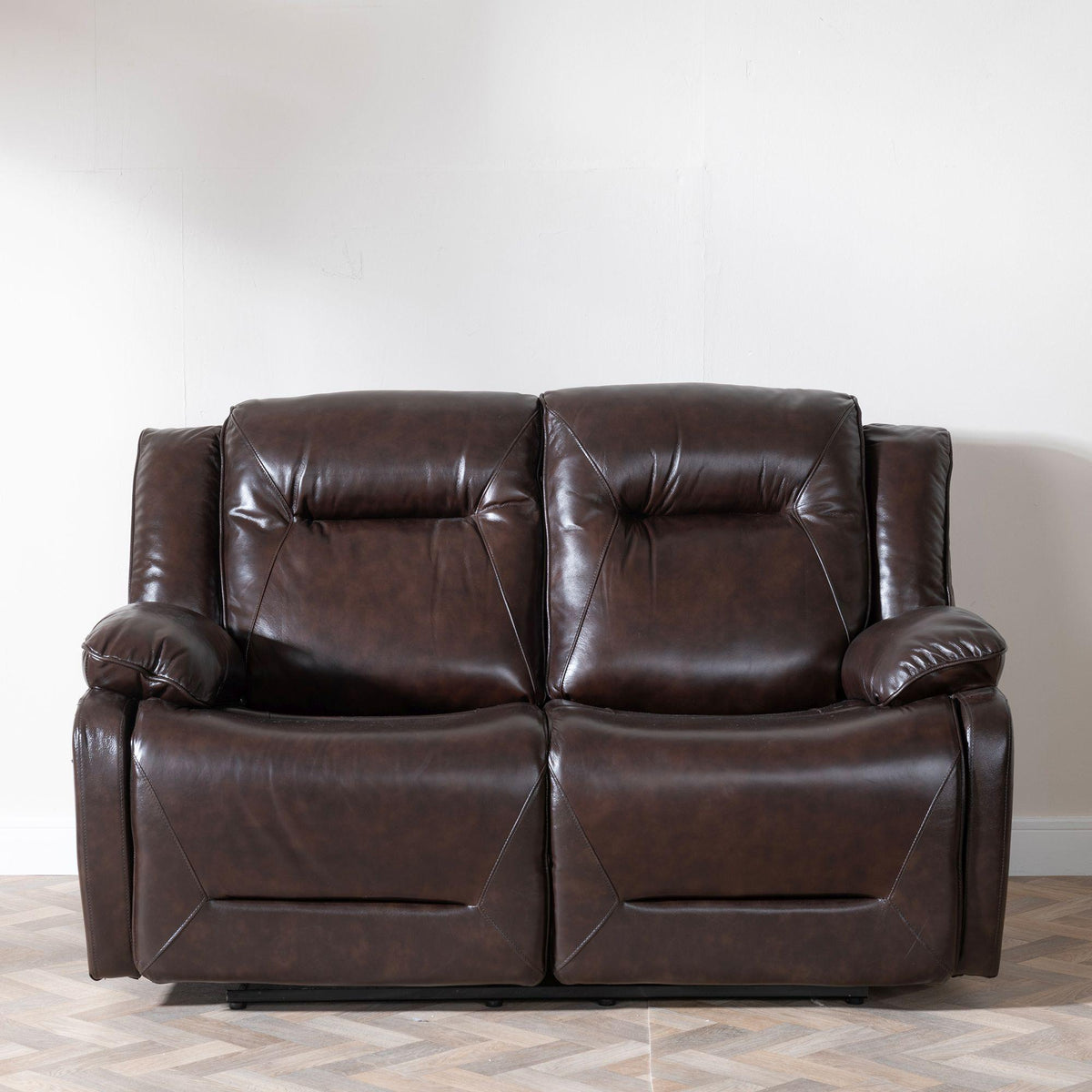 Adell Dark Brown Leather Manual Recliner Sofa
