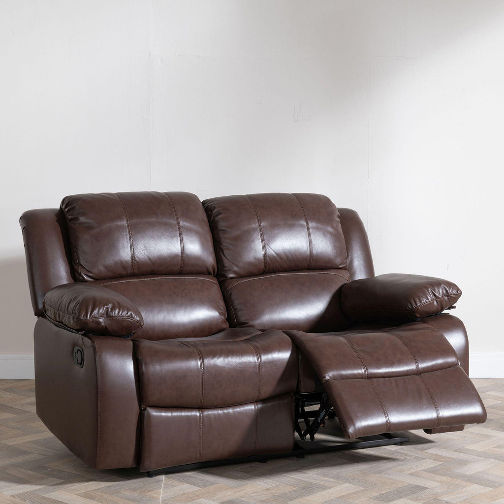 Helena Brown Leather Manual Recliner Sofa
