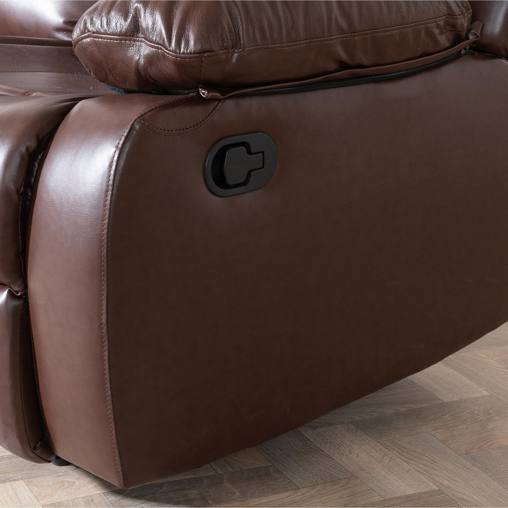 Helena Brown Leather Manual Recliner Sofa