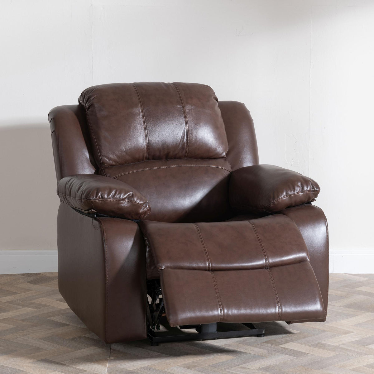 Helena Brown Leather Manual Recliner Sofa