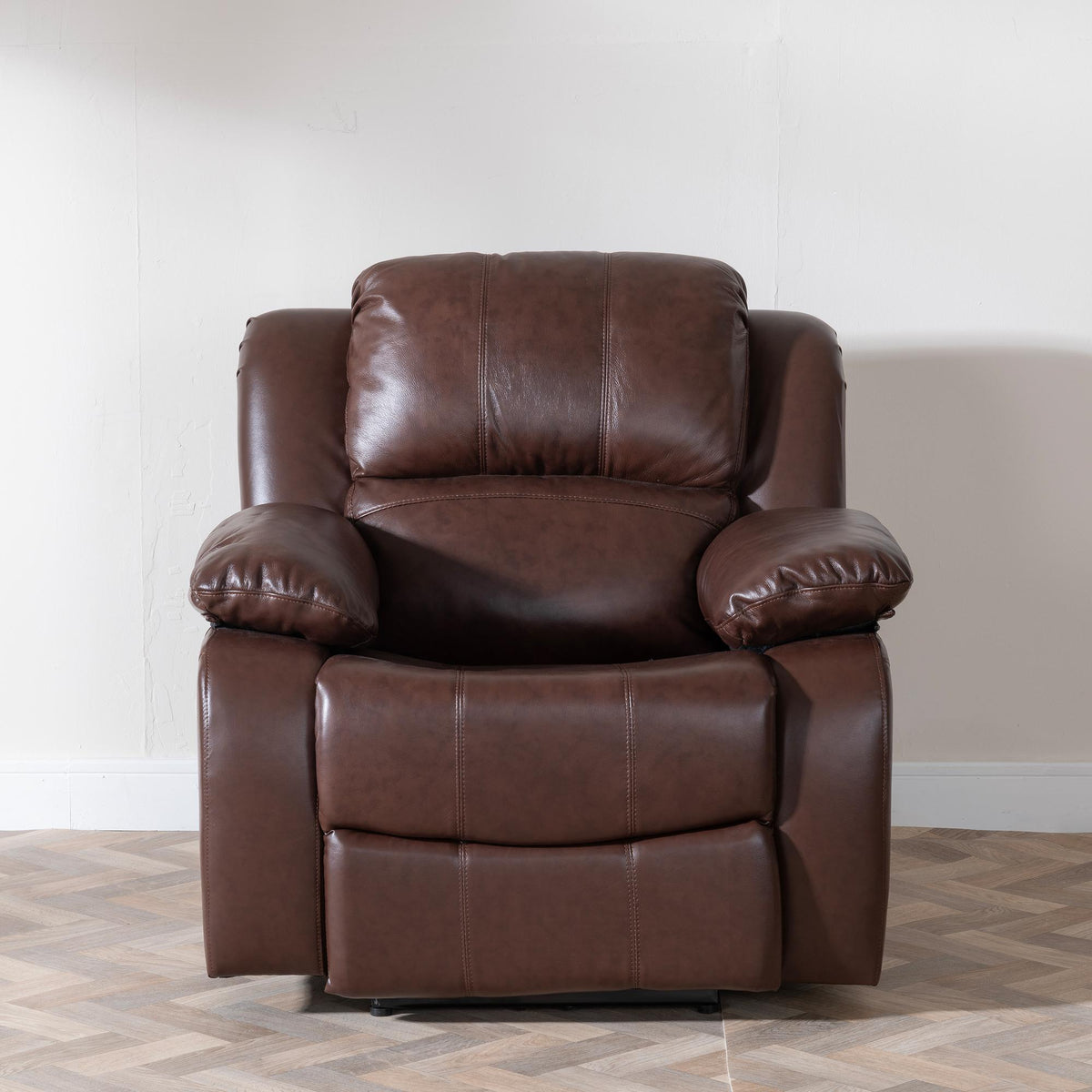 Helena Brown Leather Manual Recliner Sofa