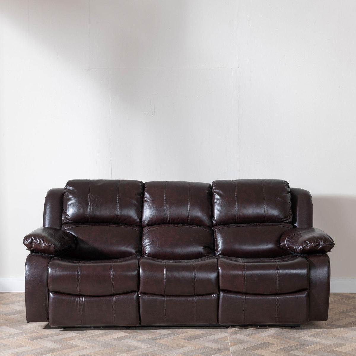 Helena Burgundy Leather Manual Recliner Sofa