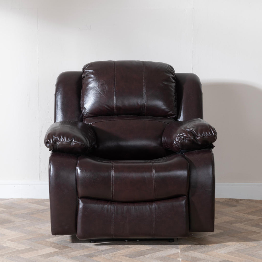 Helena Burgundy Leather Manual Recliner Sofa