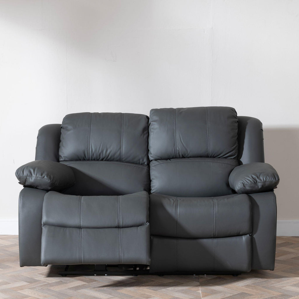 Helena Grey Leather Manual Recliner Sofa